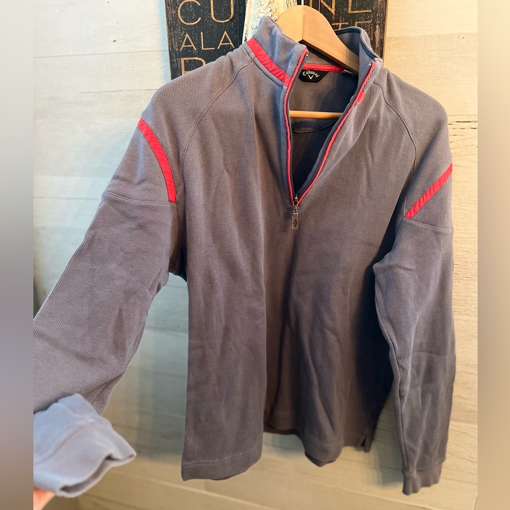 Callaway Men's Zip-Up Sweater in Gray and Red